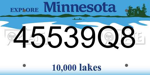 45539Q8 Minnesota License Plate