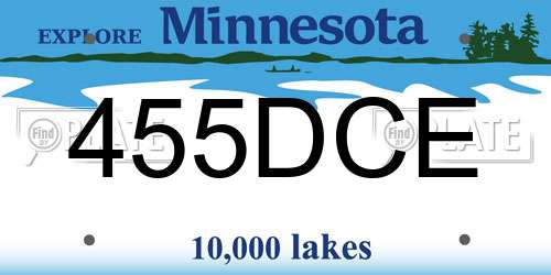 455DCE Minnesota License Plate