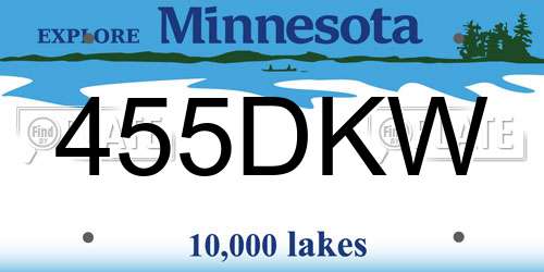 455DKW Minnesota License Plate