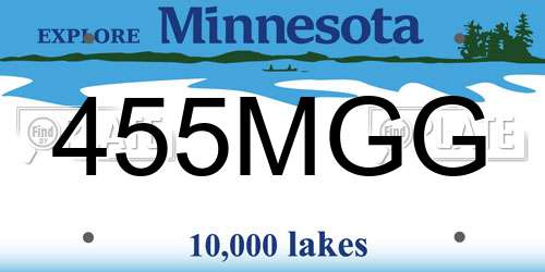 455MGG Minnesota License Plate