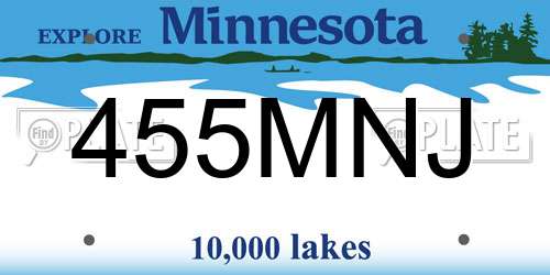 455MNJ Minnesota License Plate