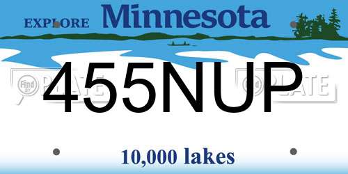 455NUP Minnesota License Plate