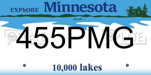455PMG Minnesota License Plate