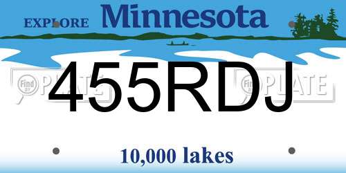 455RDJ Minnesota License Plate