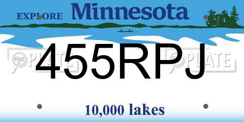455RPJ Minnesota License Plate