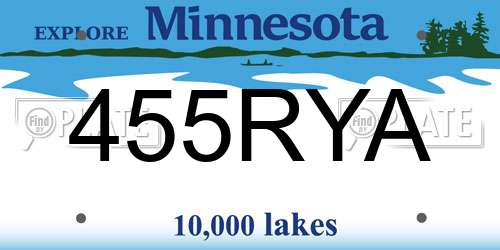 455RYA Minnesota License Plate