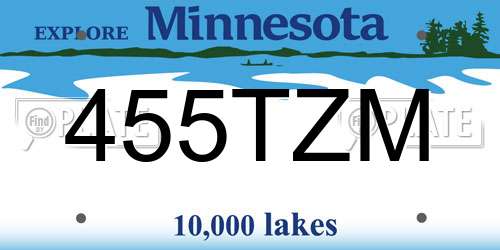 455TZM Minnesota License Plate