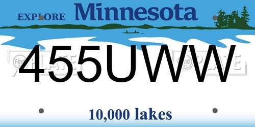 455UWW Minnesota License Plate