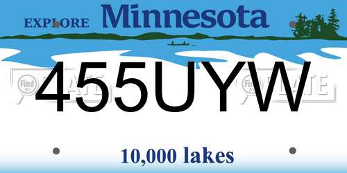 455UYW Minnesota License Plate