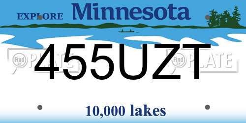 455UZT Minnesota License Plate