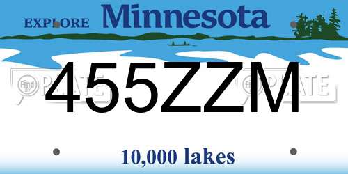 455ZZM Minnesota License Plate