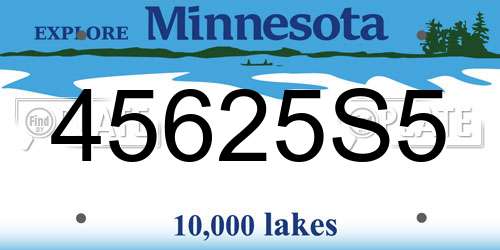 45625S5 Minnesota License Plate