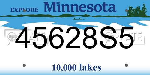 45628S5 Minnesota License Plate