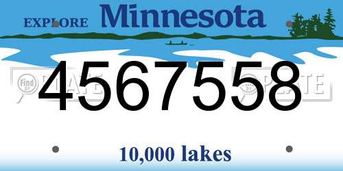 4567558 Minnesota License Plate
