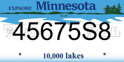 45675S8 Minnesota License Plate