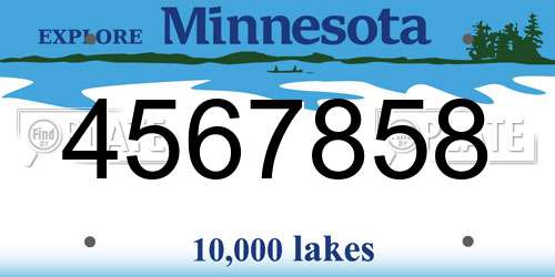 4567858 Minnesota License Plate