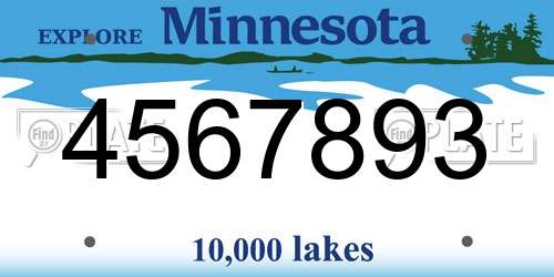 4567893 Minnesota License Plate