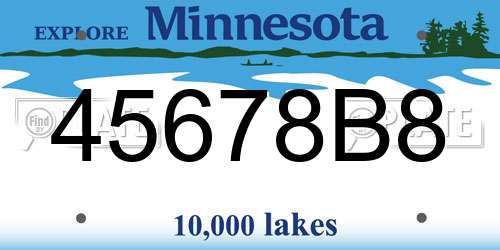 45678B8 Minnesota License Plate