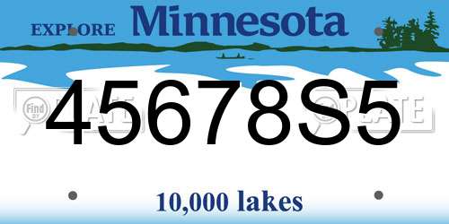 45678S5 Minnesota License Plate