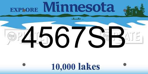 4567SB Minnesota License Plate