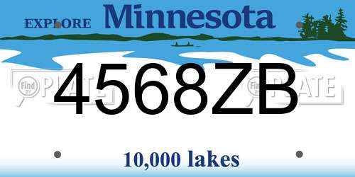 4568ZB Minnesota License Plate