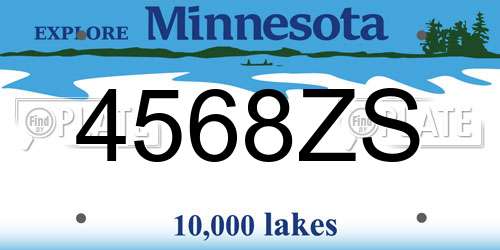 4568ZS Minnesota License Plate
