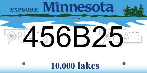 456B25 Minnesota License Plate