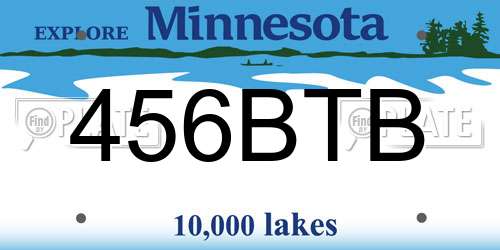 456BTB Minnesota License Plate