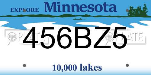 456BZ5 Minnesota License Plate