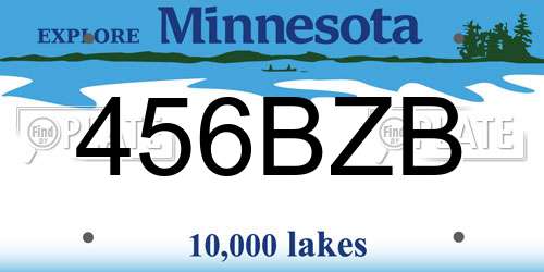 456BZB Minnesota License Plate