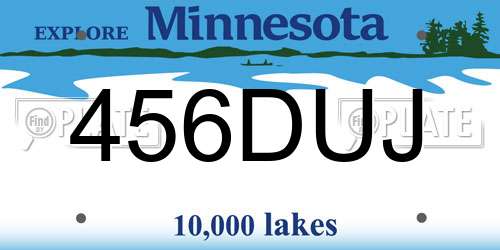 456DUJ Minnesota License Plate