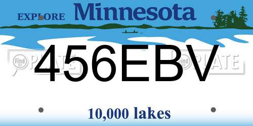 456EBV Minnesota License Plate