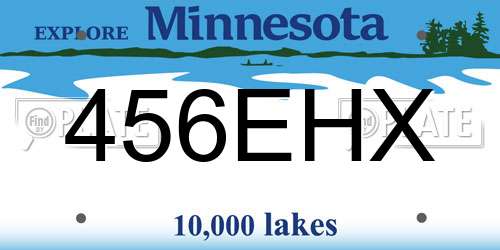 456EHX Minnesota License Plate