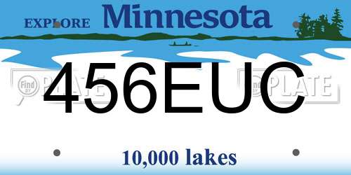 456EUC Minnesota License Plate