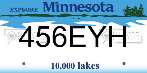 456EYH Minnesota License Plate
