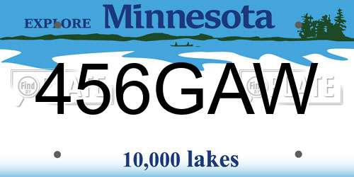 456GAW Minnesota License Plate