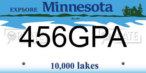 456GPA Minnesota License Plate