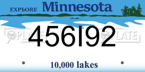456I92 Minnesota License Plate