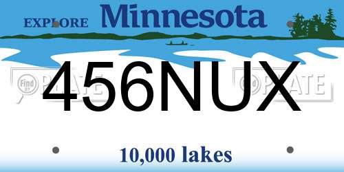 456NUX Minnesota License Plate