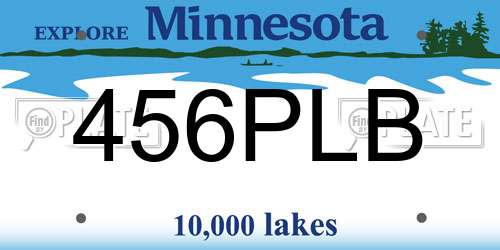 456PLB Minnesota License Plate