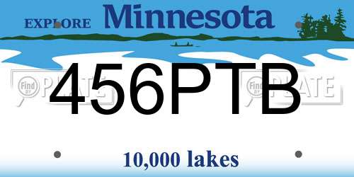 456PTB Minnesota License Plate
