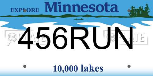 456RUN Minnesota License Plate