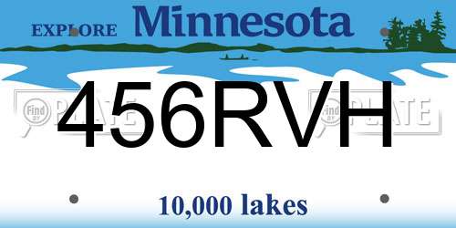 456RVH Minnesota License Plate