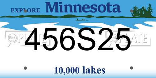 456S25 Minnesota License Plate