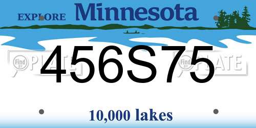 456S75 Minnesota License Plate