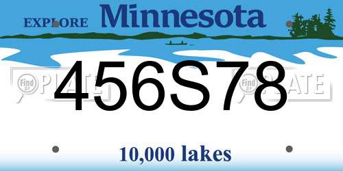456S78 Minnesota License Plate