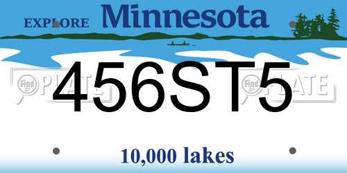 456ST5 Minnesota License Plate