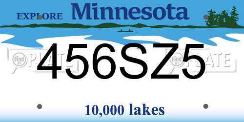 456SZ5 Minnesota License Plate