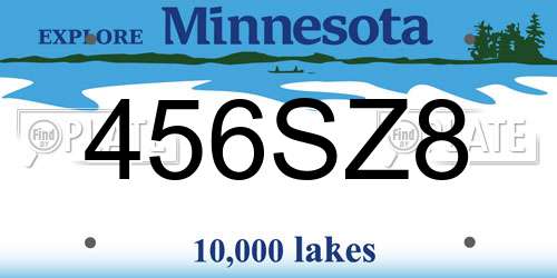 456SZ8 Minnesota License Plate