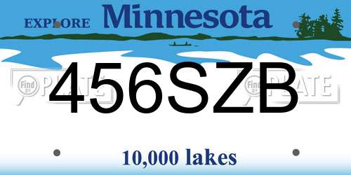 456SZB Minnesota License Plate